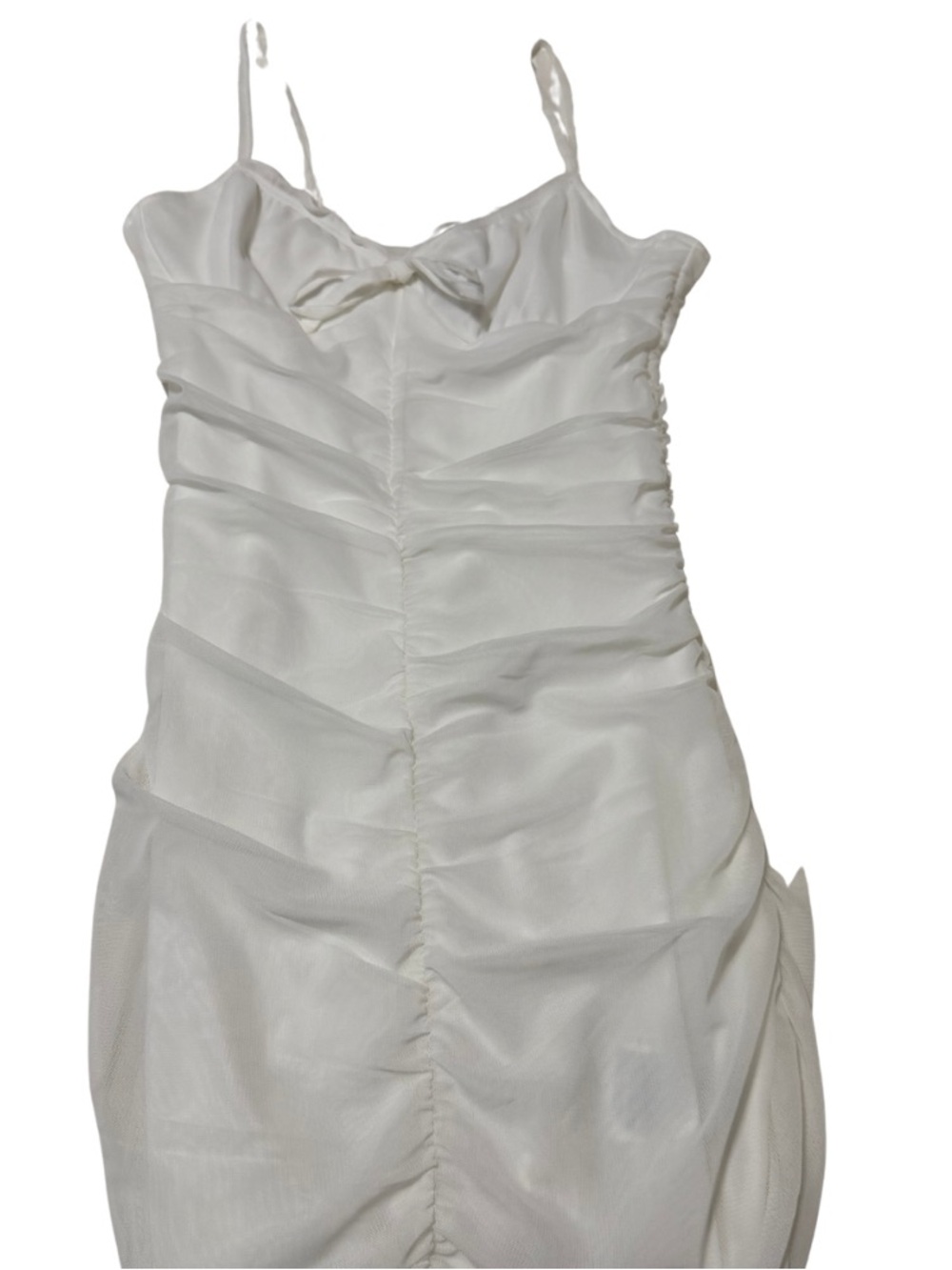 H&M Womens dress White Ruched Spaghetti Strap